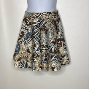 E•Land eland girls brown blue paisley skirt Sz 4 NWT